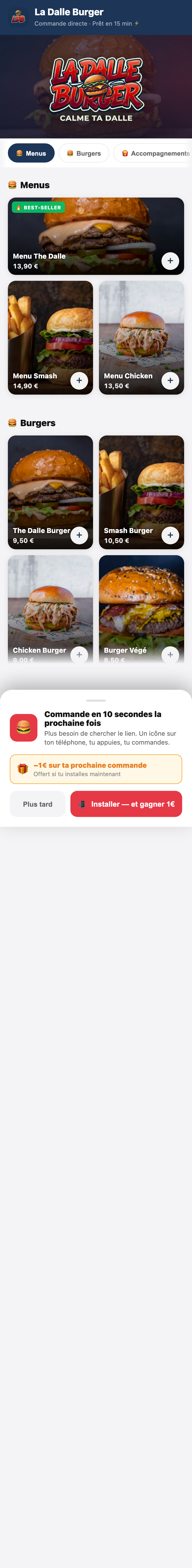 Commande sur l'app