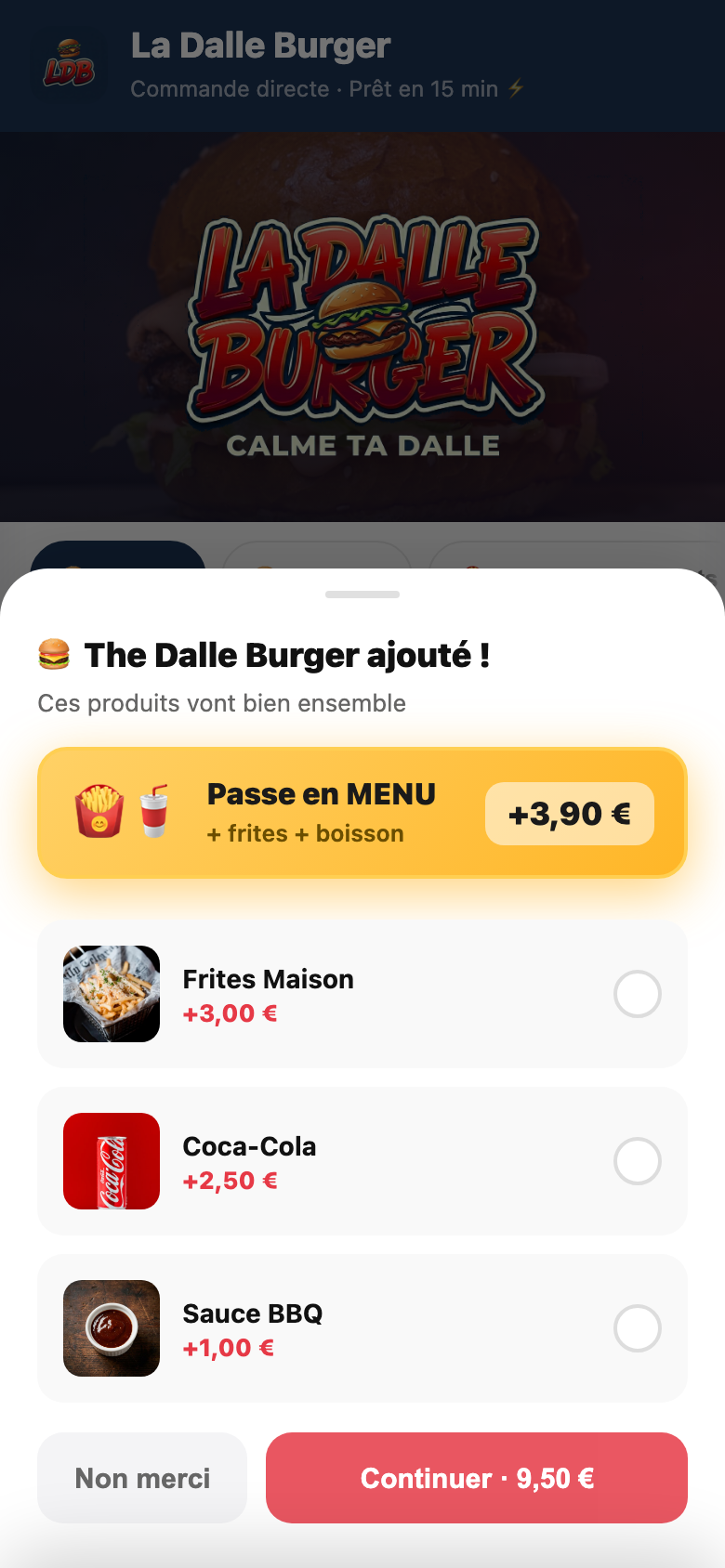 Passez en menu